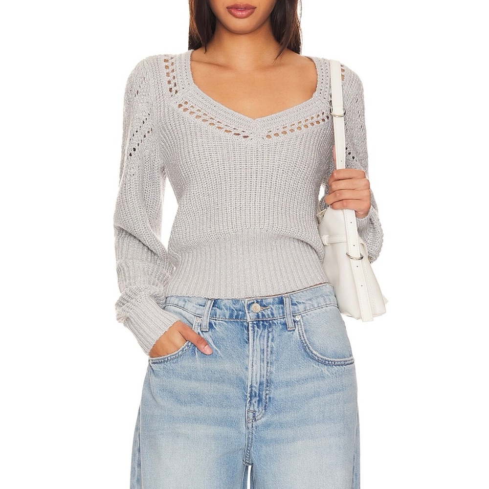 Steve Madden Women’s Metallic Open Stitch Long Sleeve Sweater Size Medium NWT